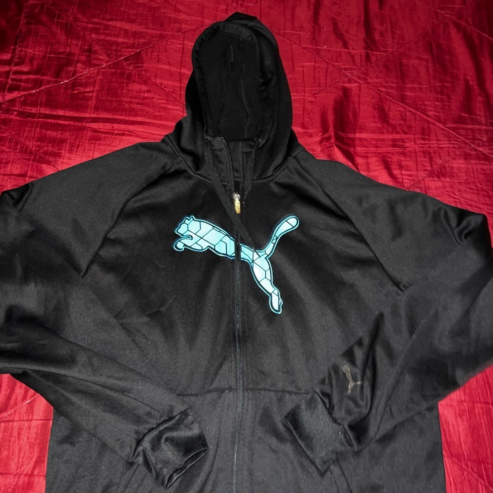 Puma Black Windbreaker with Blue Logo